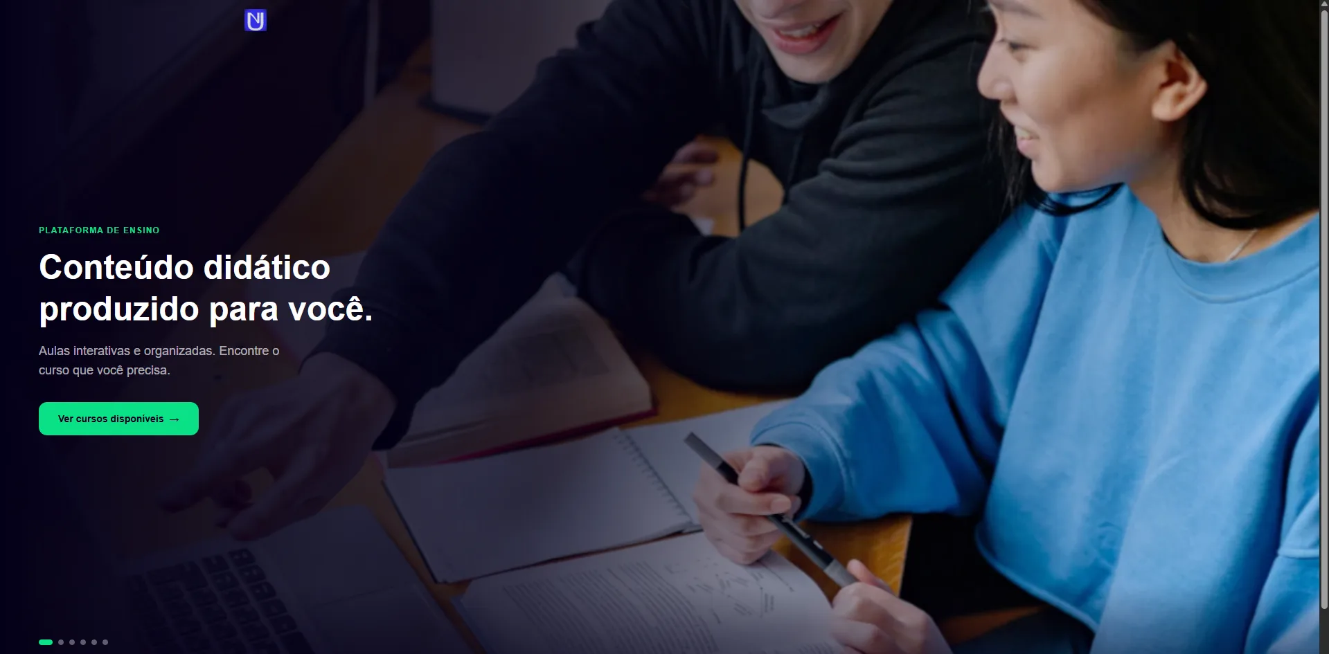 Captura de tela do Vcursos